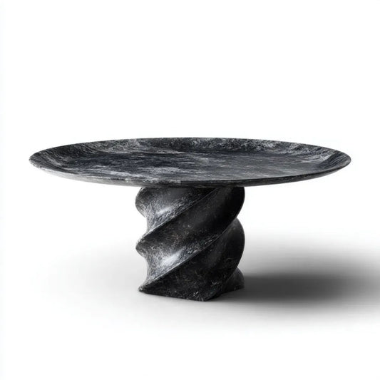 Okrągły stół do jadalni z marmuru, czarny, Ø120 × 75 cm