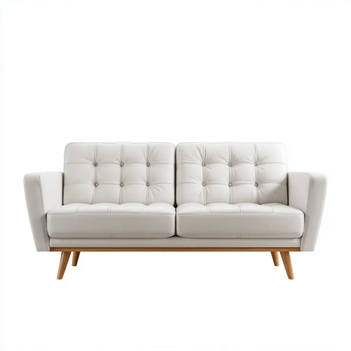 Sofa dwuosobowa biała z tapicerką PU 150 x 80 x 85 cm